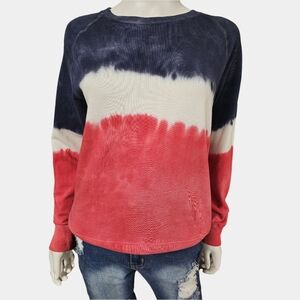 Old Navy Long Sleeve Crew Neck Tie Dye Patriotic Pullover Sweatshirt Size S